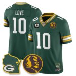 Jordan Love #10 Green Bay Packers GB Vapor Limited Jersey - John Madden Patch - All Stitched