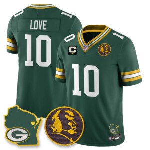 Jordan Love #10 Green Bay Packers GB Vapor Limited Jersey - John Madden Patch - All Stitched