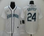Men's Seattle Mariners #24 Ken Griffey Jr. White Stitched Cool Base  Jersey