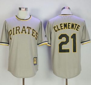 Mitchell And Ness Pittsburgh Pirates #21 Roberto Clemente Grey Throwback Stitched Jersey