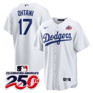 Shohei Ohtani #17 Los Angeles Dodgers 250th Patch Alternate Jersey - White
