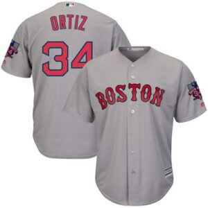 Boston Red Sox #34 David Ortiz Grey New Cool Base with Retirement Patch Stitched Jersey
