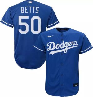 Men's  Los Angeles Dodgers #50 Mookie Betts Blue Replica Cool Base Jersey