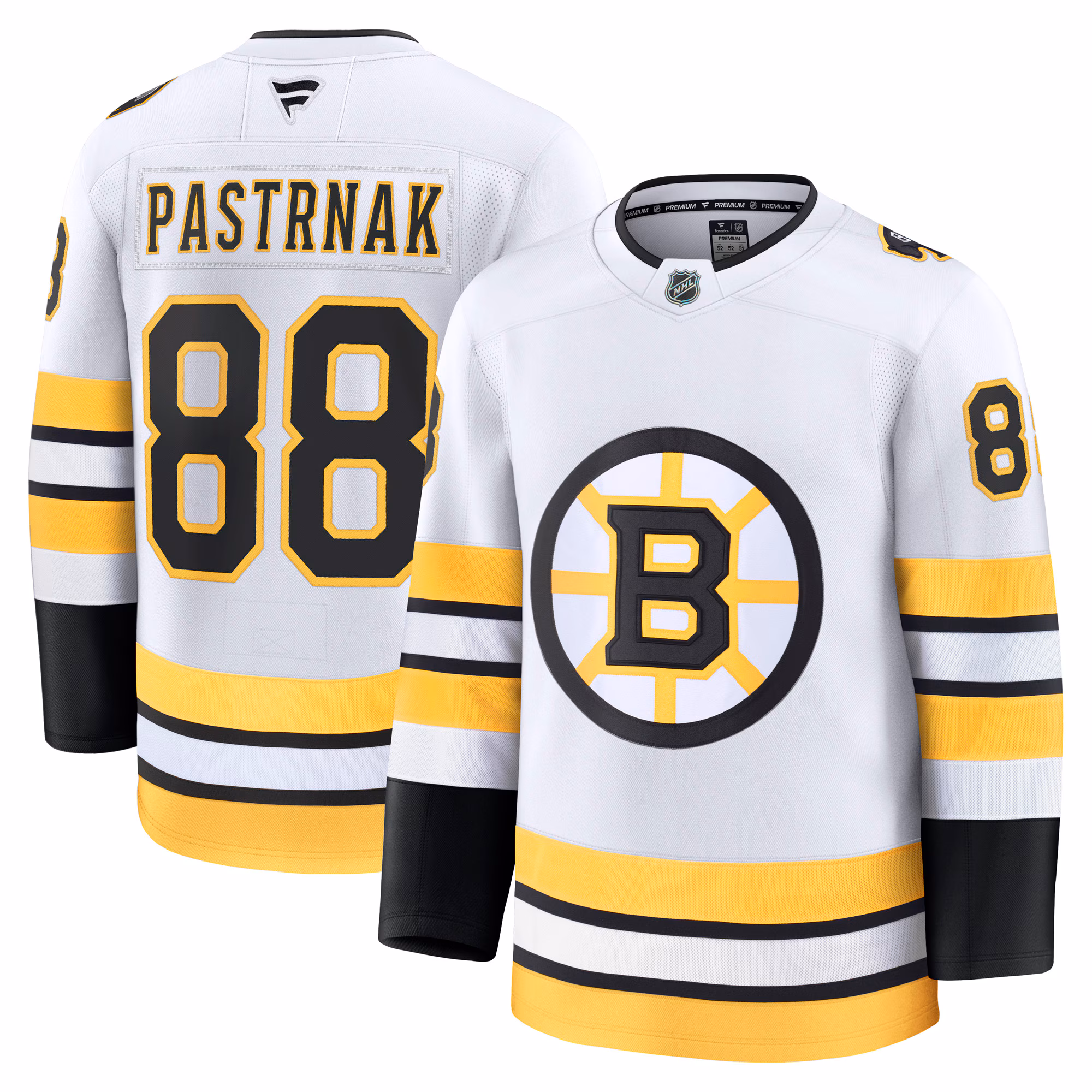 Boston Bruins David Pastrnak #88 Fanatics White Away Premium Player Jersey