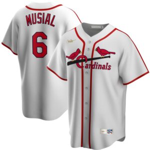 Men's  St. Louis Cardinals #6 Stan Musial Home Cooperstown Collection Player White Jersey