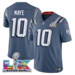 Drake Maye #10 New England Patriots 2025 Super Bowl LX Patch Rivalries Collection Limited Jersey - Storm Blue