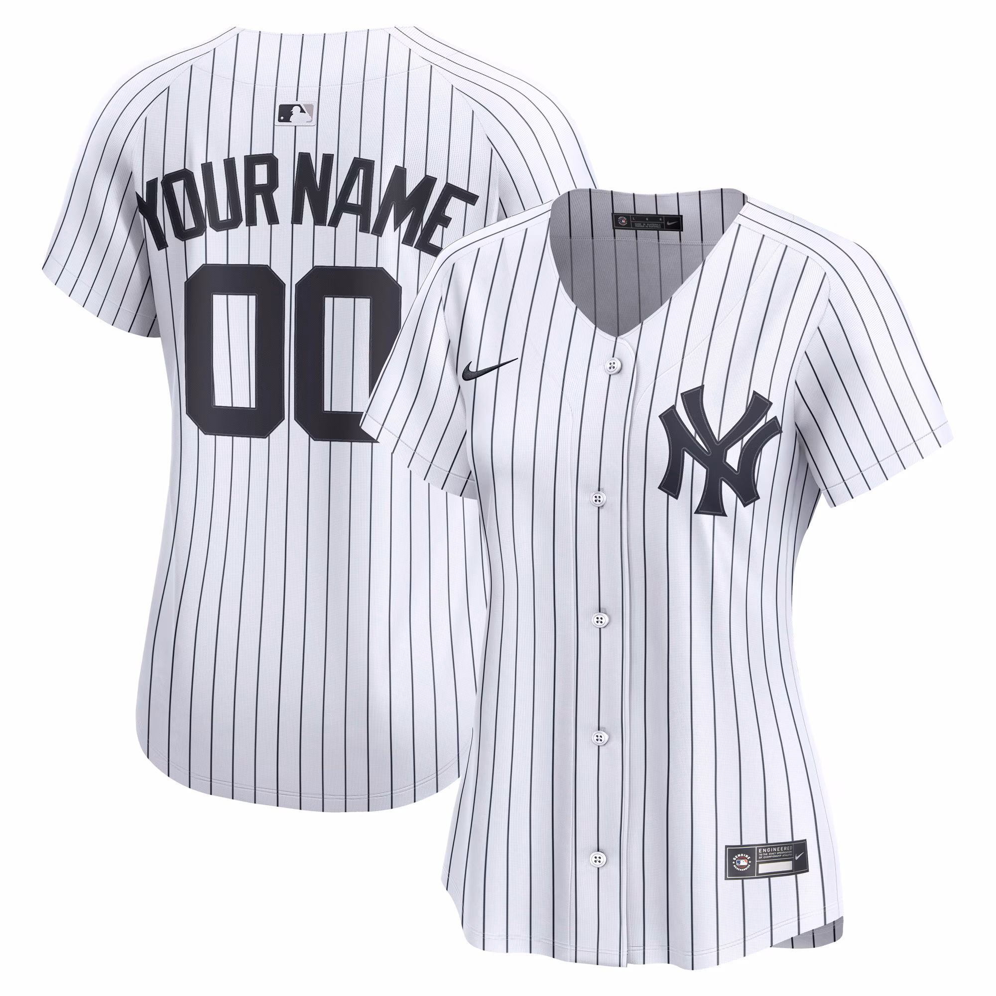 Women's New York Yankees White Home Limited Custom #00 Jersey