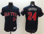 Seattle Mariners #24 Ken Griffey Navy Blue Fashion Stars And Stripes Flexbase Stitched Jersey