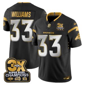 Javonte Williams Denver Broncos-Time Champions Patch Gold Vapor Limited Jersey - All Stitched