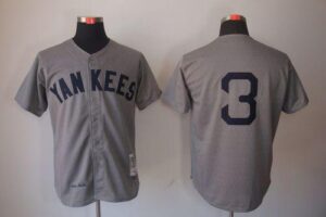Mitchell And Ness 1929 New York Yankees #3 Babe Ruth Grey Throwback Stitched Jersey