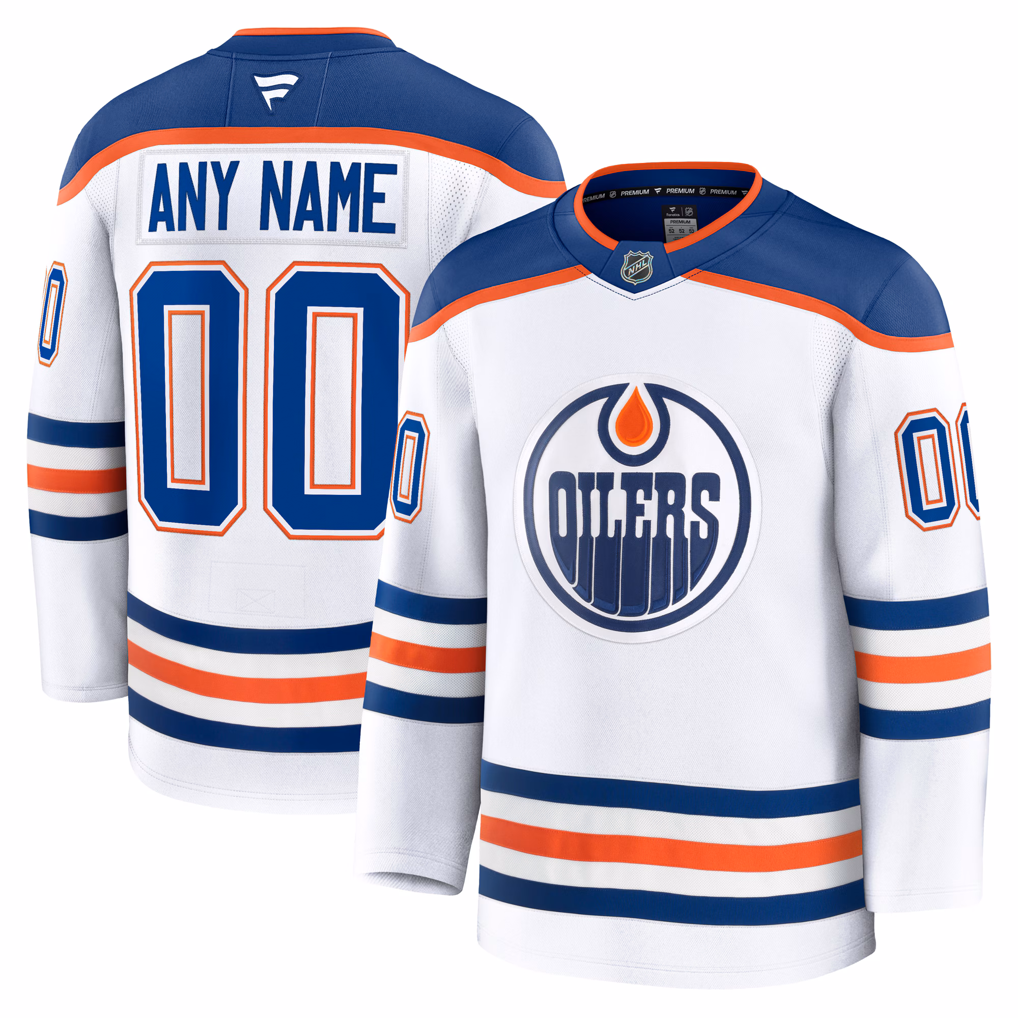 Edmonton Oilers Fanatics White Away Premium Custom #00 Jersey
