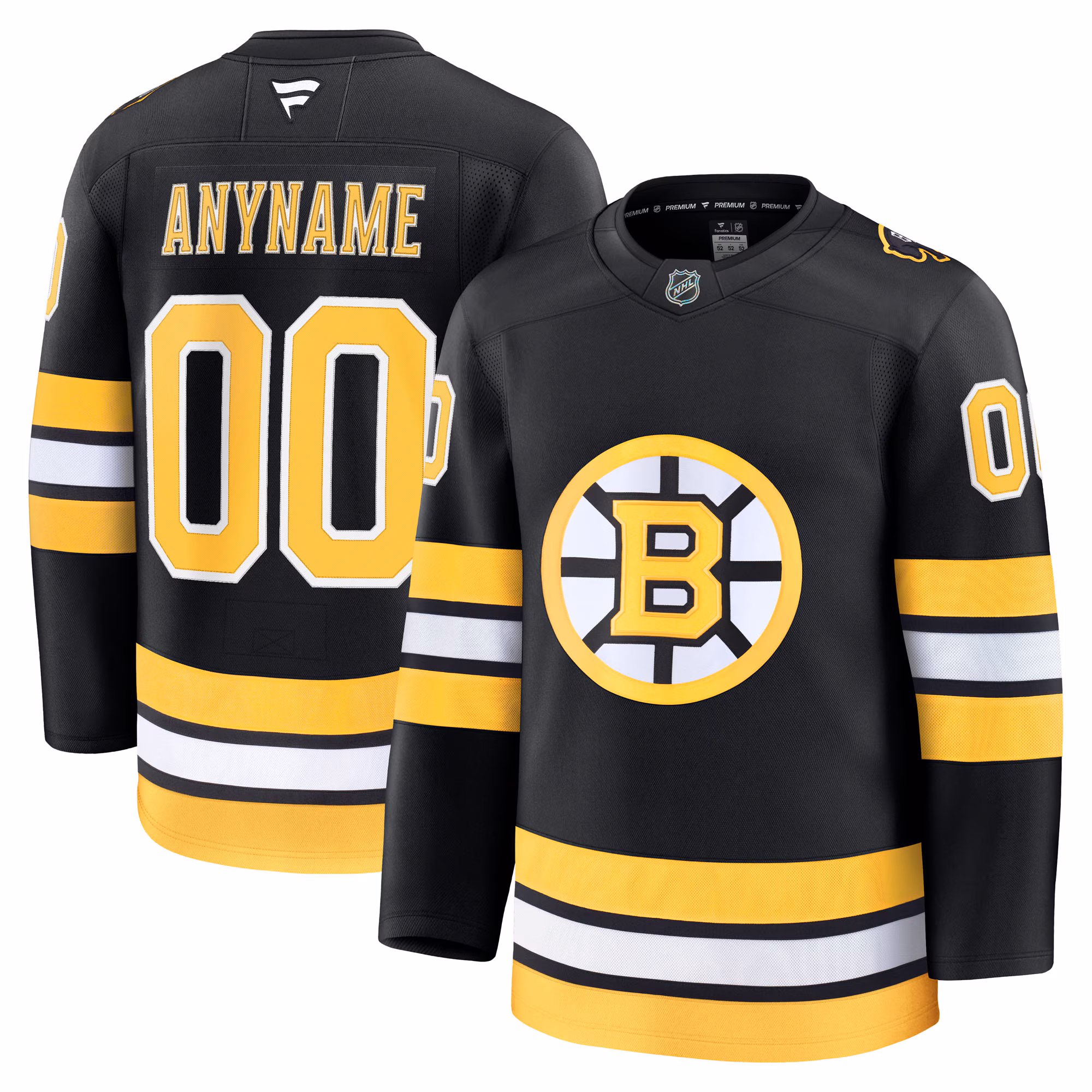 Boston Bruins  Fanatics Black Home Premium Custom #00 Jersey