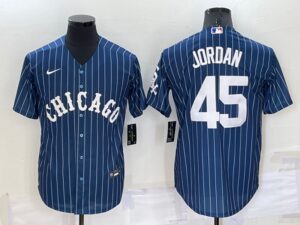 Men's  Chicago White Sox #45 Michael  Blue Throwback Cool Base Jersey