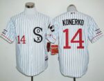 Chicago White sox #14 Paul Konerko White(Black Strip) Cooperstown Stitched Jersey