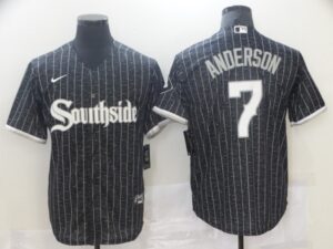 Men's  Chicago White Sox #7 Tim Anderson Black 2021 City Connect Cool Base Jersey