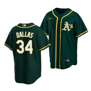 Men's Oakland Athletics #34 Micah Dallas 2022 Draft Green Alternate Jersey