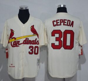 Mitchell And Ness 1967 St. Louis Cardinals #30 Orlando Cepeda Cream Throwback Stitched Jersey