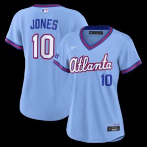 Women's Atlanta Braves Chipper Jones #10 Powder Blue 2026 City Connect Stadium Jersey