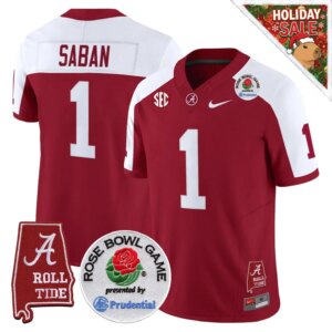 Nick Saban #1 Ncaa BAMA Rose Bowl Patch Vapor Limited Jersey - Alabama Map - All Stitched