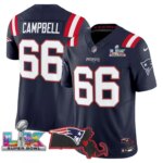 Will Campbell #66 New England Patriots Super Bowl LX Patch Vapor Limited Game Jersey - All Stitched
