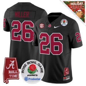 Jam Miller #26 Ncaa BAMA Rose Bowl Patch Vapor Limited Jersey - Alabama Map - All Stitched