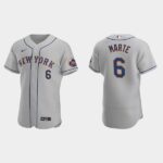 Men's New York Mets #6 Starling Marte Gray Road Flex Base Jersey