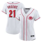 Women's Cincinnati Reds Hunter Greene #21 White Home Replica Jersey