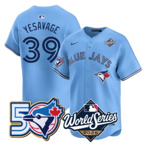 Trey Yesavage  #39 Toronto Blue Jays 50th 2025 World Series Limited Jersey Stitched Light Blue