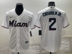 Men's Miami Marlins #2 Jazz Chisholm Jr.  White Home Replica Player Cool Base Jersey