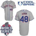 Men's New York Mets #48 Jacob DeGrom Grey Road Cool Base W/2015 World Series Patch Stitched Jersey