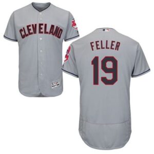 Cleveland Indians #19 Bob Feller Grey Flexbase Collection Stitched Jersey