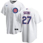 Men's Chicago Cubs #27 Seiya Suzuki White Home Stitched  Jersey
