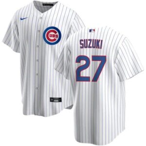 Men's Chicago Cubs #27 Seiya Suzuki White Home Stitched  Jersey