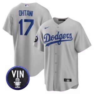 Men's Los Angeles Dodgers #17 Shohei Ohtani  Gray Cool Base Jersey