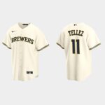 Men's Milwaukee Brewers #11 Rowdy Tellez Home Cream Jersey