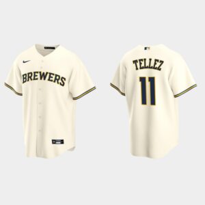 Men's Milwaukee Brewers #11 Rowdy Tellez Home Cream Jersey