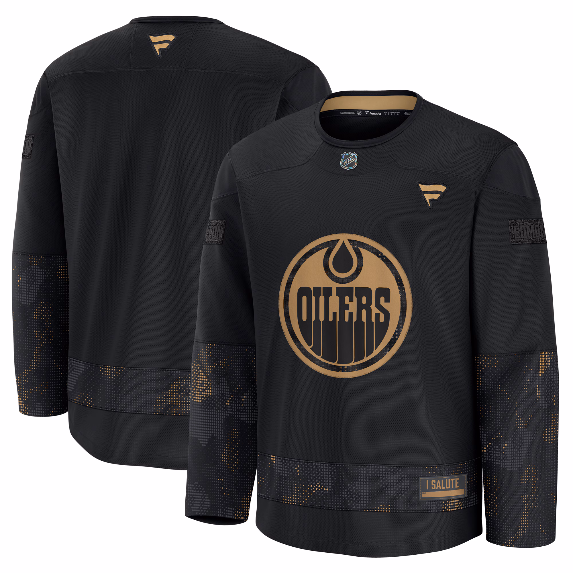 Edmonton Oilers  Fanatics Black 2024 Military Appreciation Practice Jersey