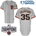San Francisco Giants #35 Brandon Crawford Grey Road 2 Cool Base W/2014 World Series Champions Patch Stitched jerseys