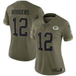 Aaron Rodgers Green Bay Packers  Women's 2022 Salute To Service Limited Jersey - Olive