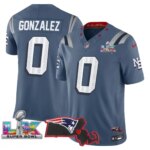 Christian Gonzalez #0 New England Patriots Super Bowl LX Patch Vapor Limited Game Jersey - All Stitched