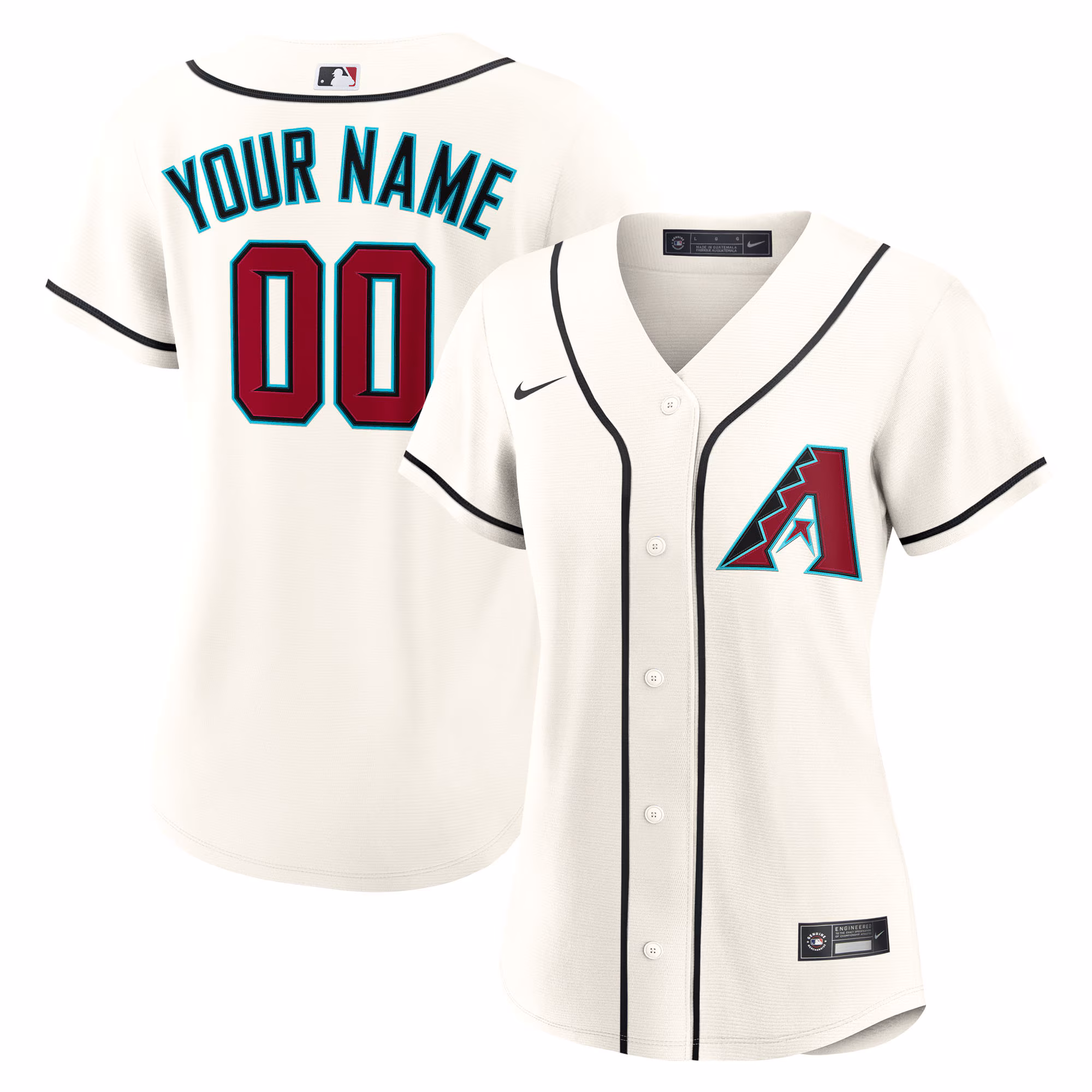 Women's  Arizona Diamondbacks  Cream Home Custom #00 Replica 2.0 Jersey