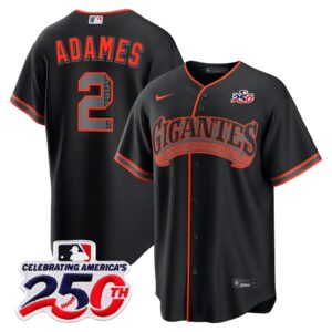 Willy Adames #2 San Francisco Giants 250th Patch Alternate Replica Jersey - Black