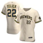 Men's Milwaukee Brewers #22 Christian Yelich  Cream Alternate 2020 Player Jersey