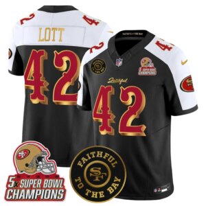 Ronnie Lott #42 San Francisco 49ers SF 2025 "Rivalries" 5x Champions & Faithful To The Bay Patch Vapor Limited Jersey - All Stitched