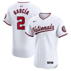 Men's Washington Nationals Luis Garcia  White Home Elite Player Jersey