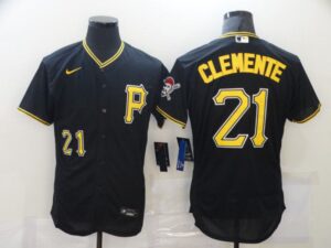 Men's Pittsburgh Pirates #21 Roberto Clemente Black Stitched Flex Base  Jersey