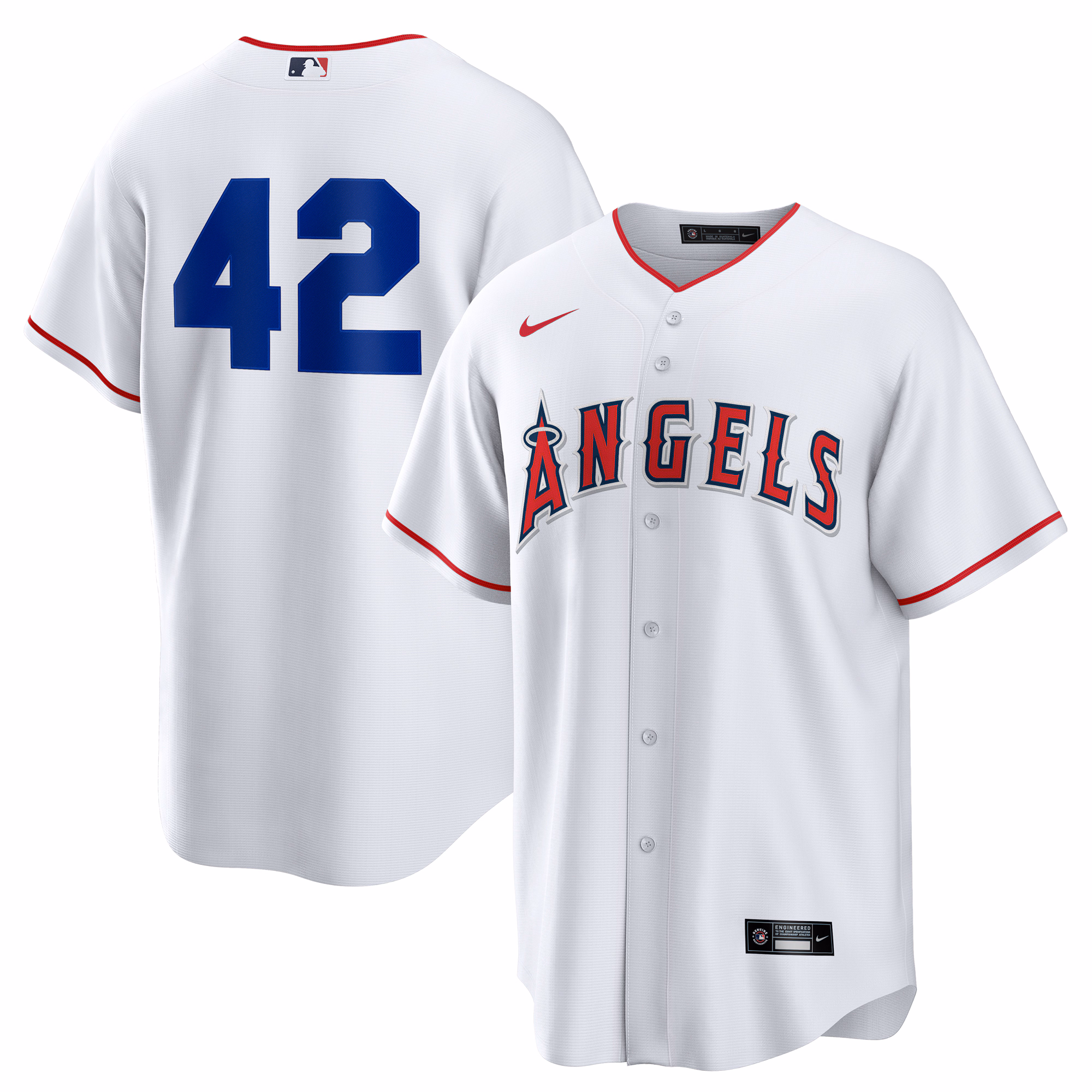 Men's Los Angeles Angels White Home  2025 Jackie Robinson Day Replica Jersey
