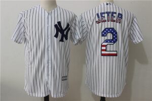 Mitchell and Ness New York Yankees #2 Derek Jeter White Flag Jersey