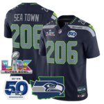 Sea Town #206 Seattle Seahawks Super Bowl LX Patch Game Jersey - All Stitched