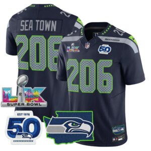 Sea Town #206 Seattle Seahawks Super Bowl LX Patch Game Jersey - All Stitched